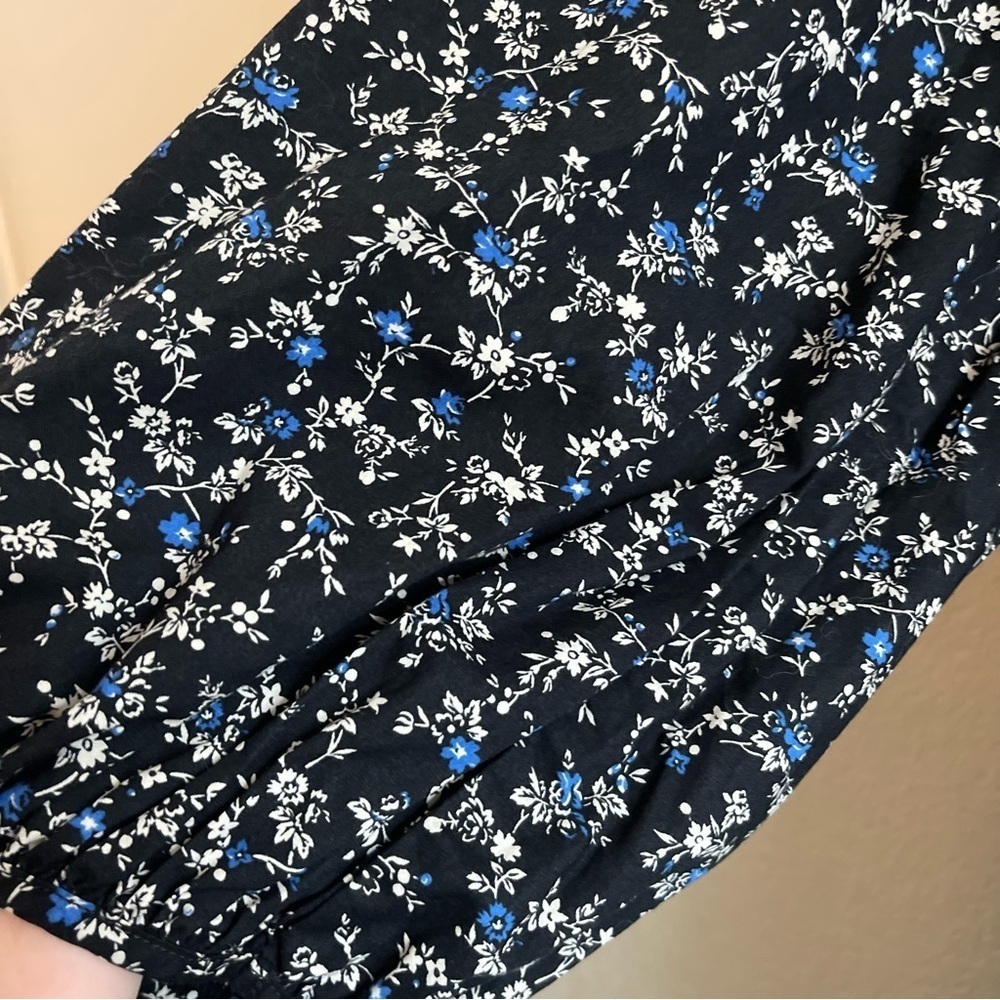 GAP Puff Sleeve Smocked Midi Dress Dark Floral Cottagecore Womens Size XXL Tall - Picture 6 of 13